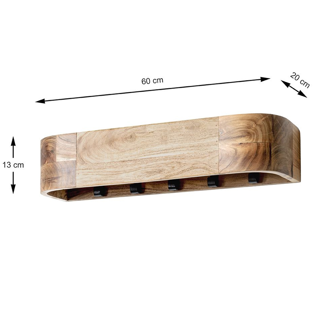 Ozark Wooden Coat Rack With 5 Hook In Oak And Black