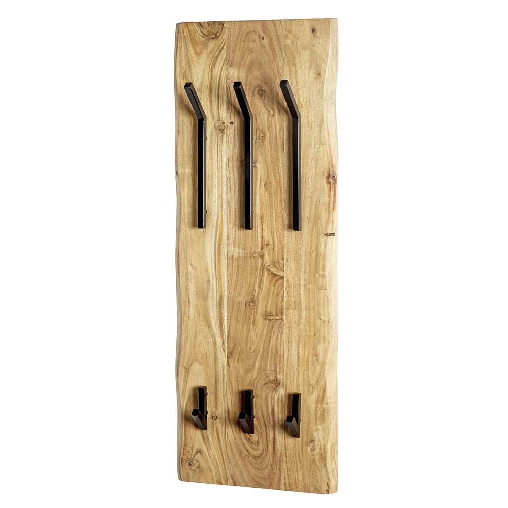 Ozark Wooden Coat Rack With 6 Black Hook In Oak