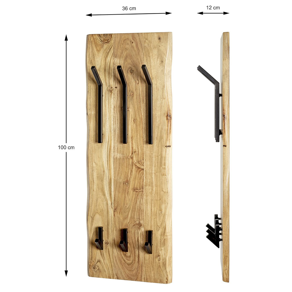 Ozark Wooden Coat Rack With 6 Black Hook In Oak