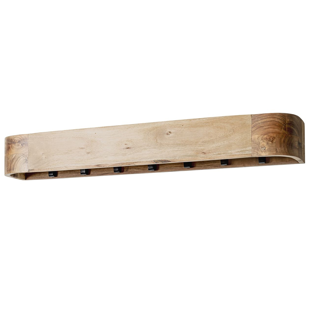 Ozark Wooden Coat Rack With 7 Black Hook In Oak
