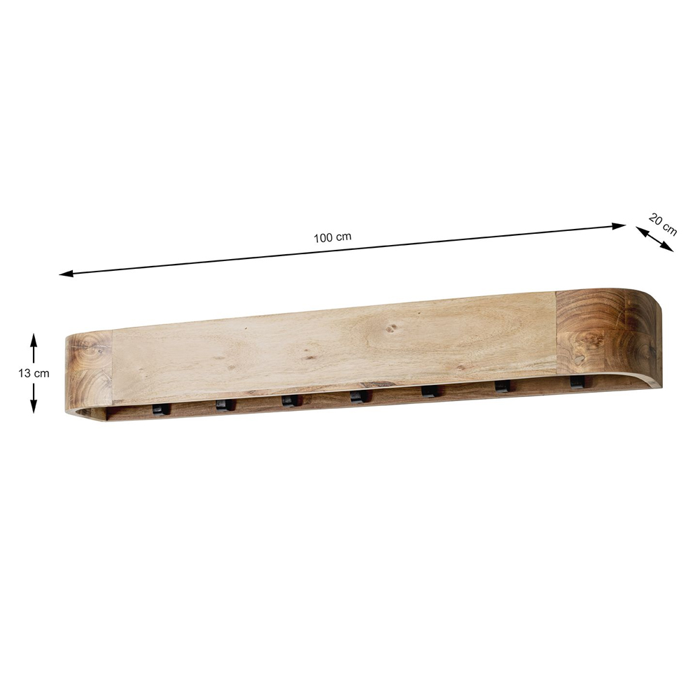 Ozark Wooden Coat Rack With 7 Black Hook In Oak