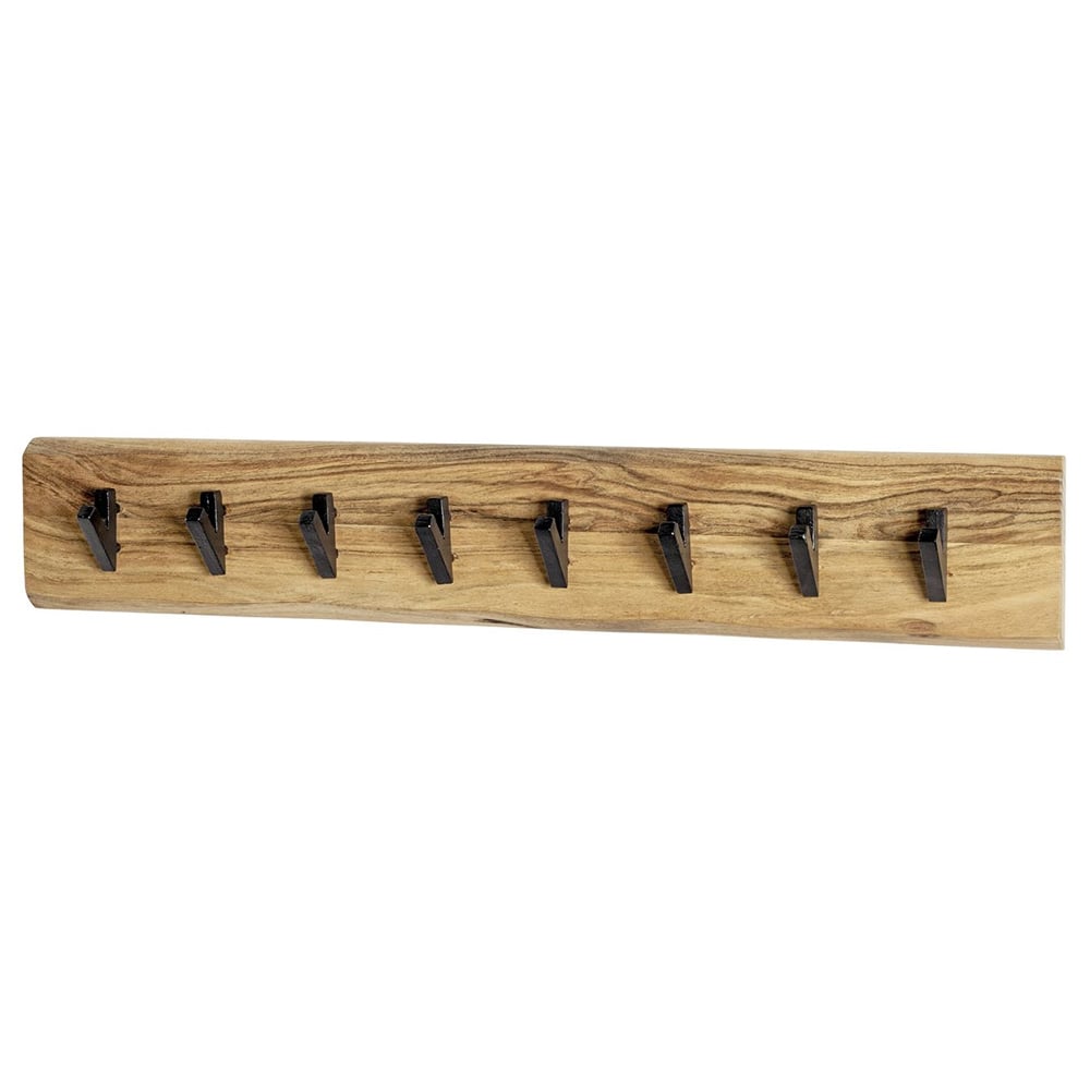 Ozark Wooden Coat Rack With 8 Black Hook In Oak