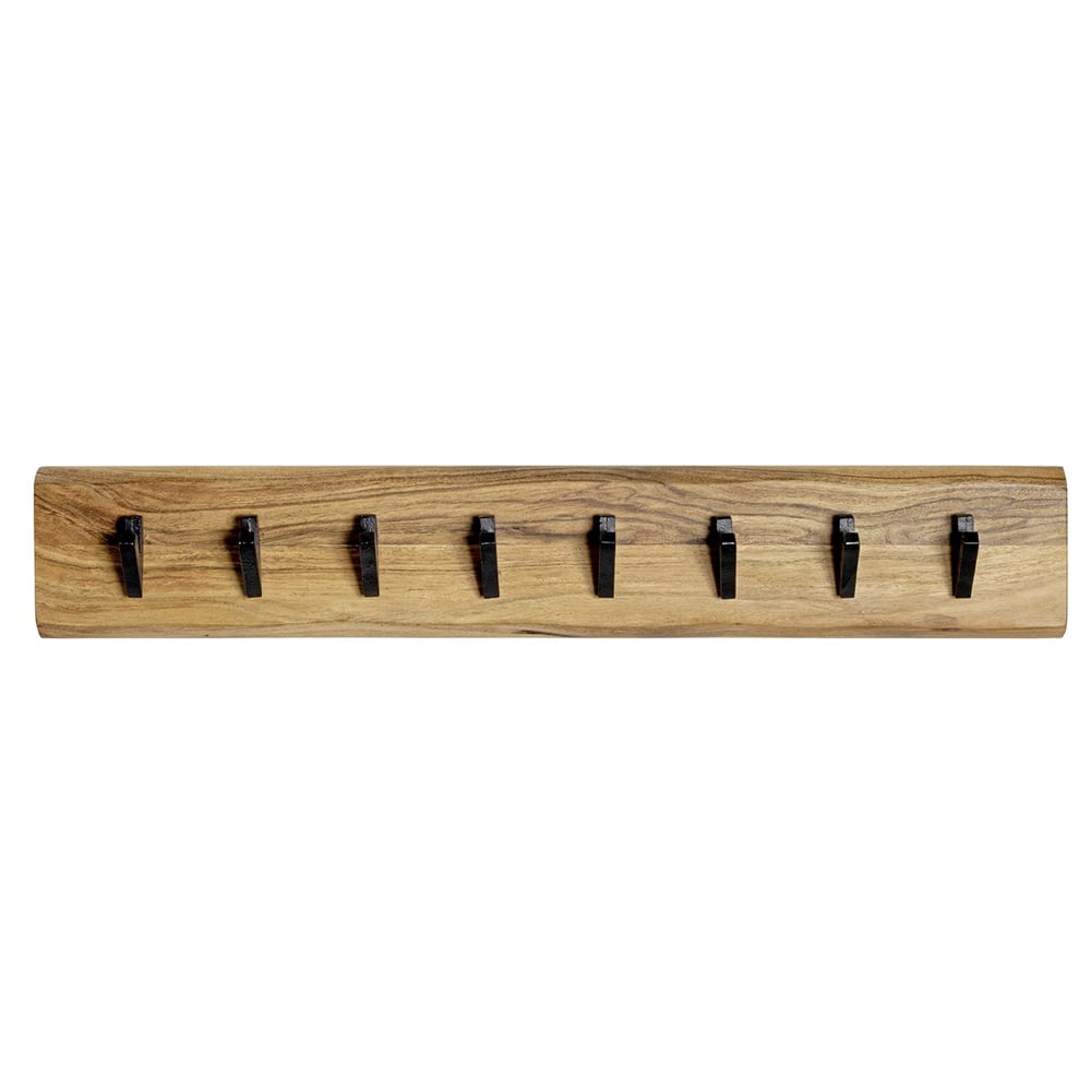 Ozark Wooden Coat Rack With 8 Black Hook In Oak