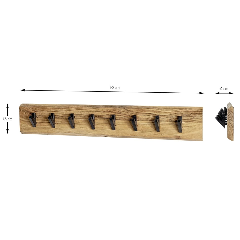 Ozark Wooden Coat Rack With 8 Black Hook In Oak
