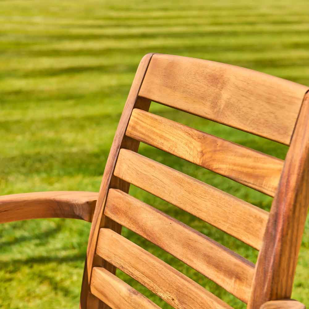 Ozone Outdoor Wooden Dining Chair Pair with Arms in Natural