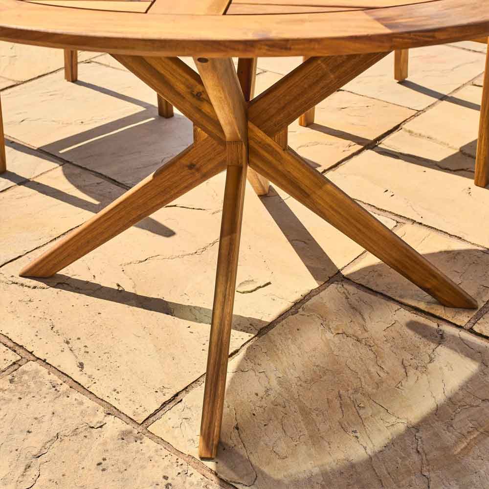 Ozone Round Outdoor Wooden Dining Table in Natural