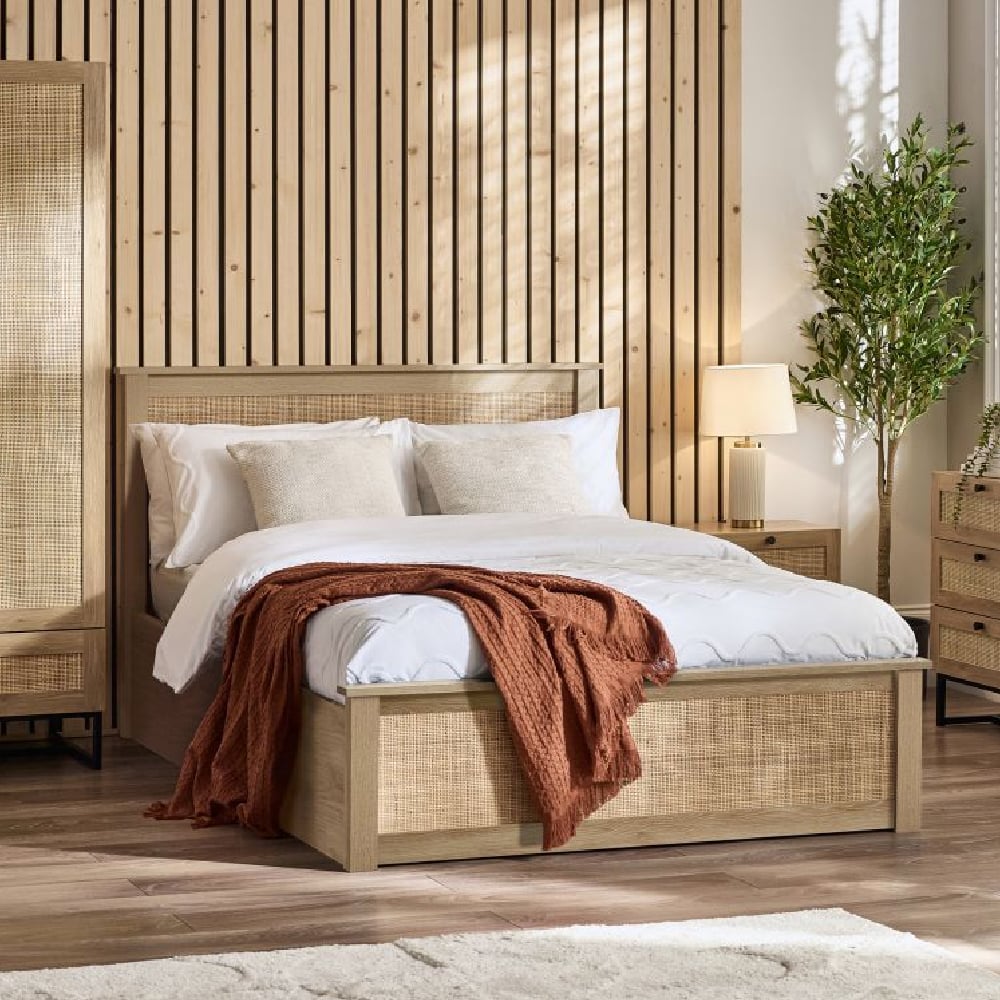 Read more about Pabla wooden storage ottoman double bed in oak