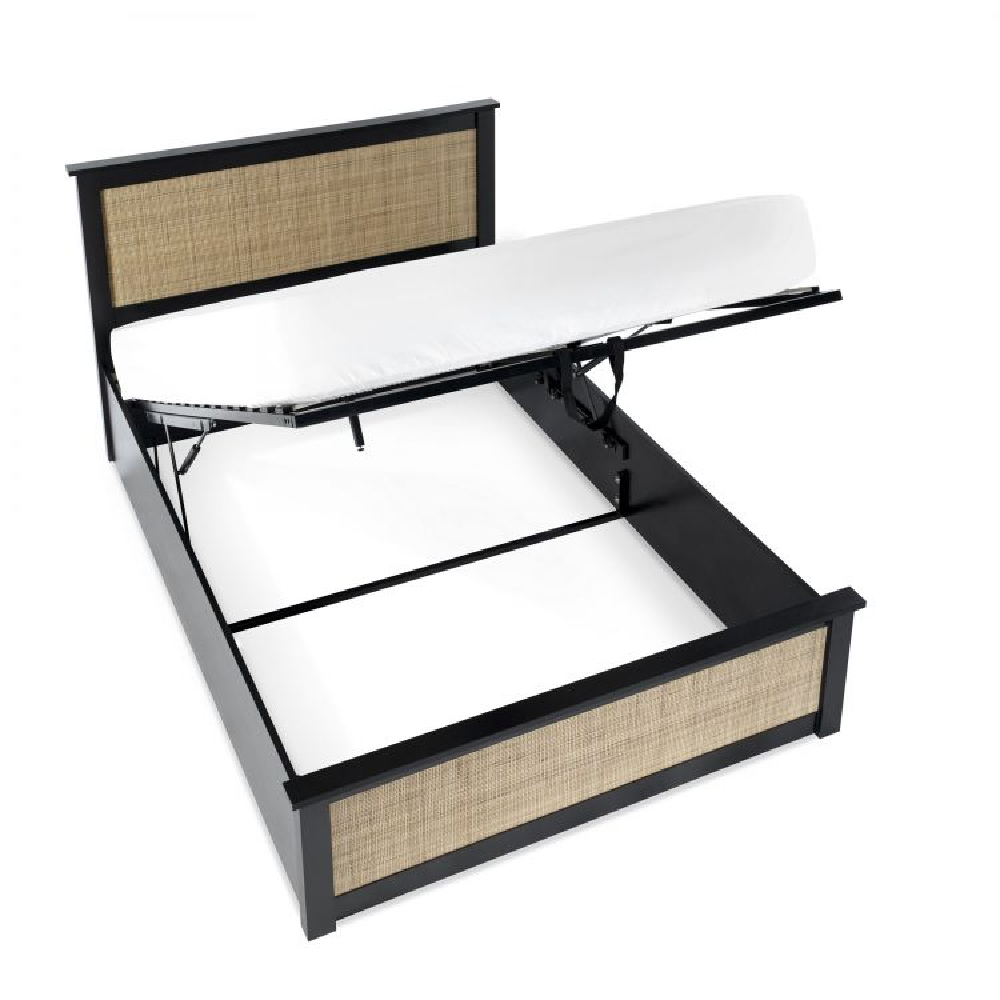 Pabla Wooden Storage Ottoman King Size Bed In Black