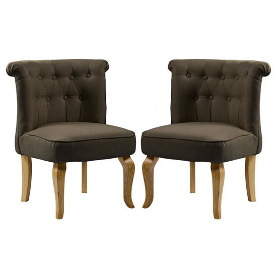 Product photograph of Pacari Brown Fabric Dining Chairs With Wooden Legs In Pair from Furniture in Fashion