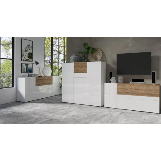 Pacific Gloss Sideboard Small 2 Doors 1 Drawer In White Oak