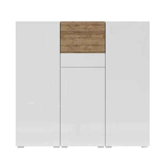 Product photograph of Pacific High Gloss Sideboard With 4 Doors In White And Oak from Furniture in Fashion