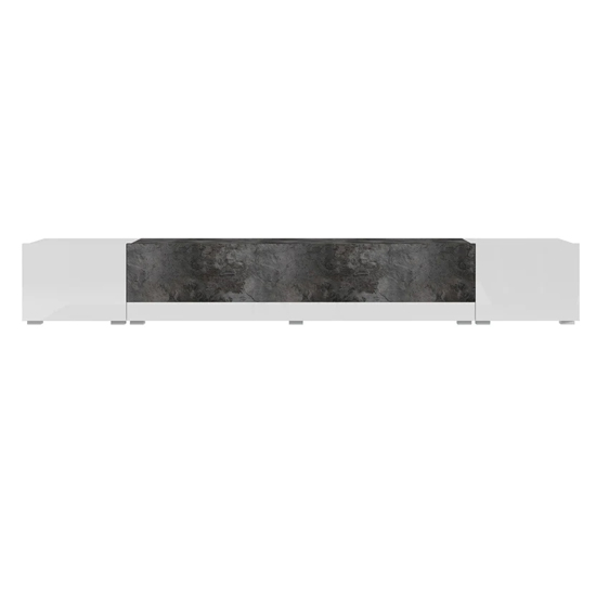 Pacific High Gloss TV Stand With 3 Doors In White And Slate