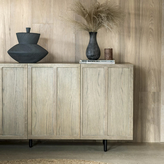 Pacific Wooden Sideboard With 4 Doors In Smoked Oak
