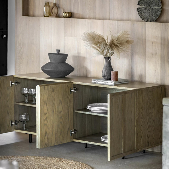 Pacific Wooden Sideboard With 4 Doors In Smoked Oak