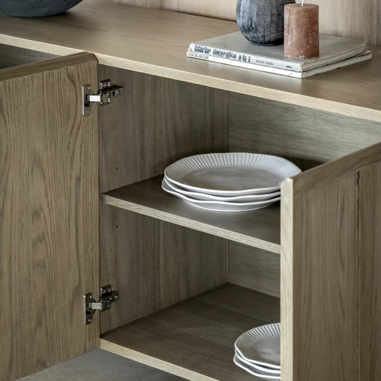 Pacific Wooden Sideboard With 4 Doors In Smoked Oak