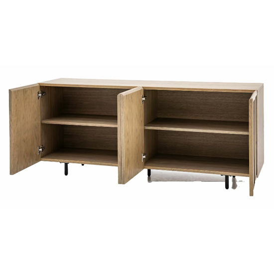 Pacific Wooden Sideboard With 4 Doors In Smoked Oak