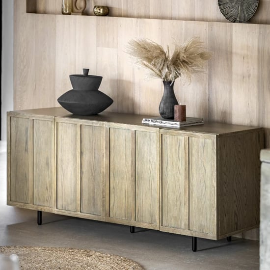 Product photograph of Pacific Wooden Sideboard With 4 Doors In Smoked Oak from Furniture in Fashion