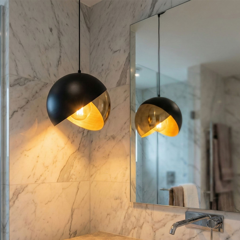 Pacman Metal Ceiling Pendant Light in Black and Vintage
