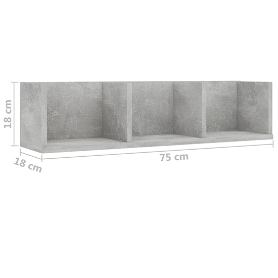 Pacorro Wooden Wall Shelf With 3 Compartment In Concrete Effect