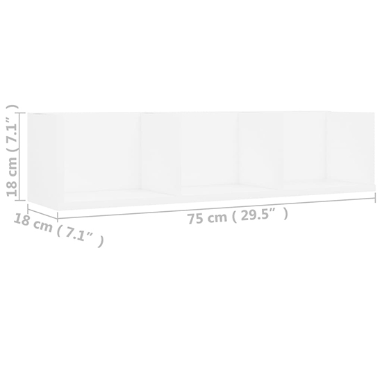 Pacorro Wooden Wall Shelf With 3 Compartments In White