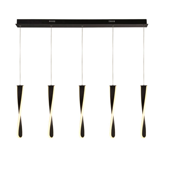 Photo of Paddle led wall hung bar 5 pendant light in matt black and white