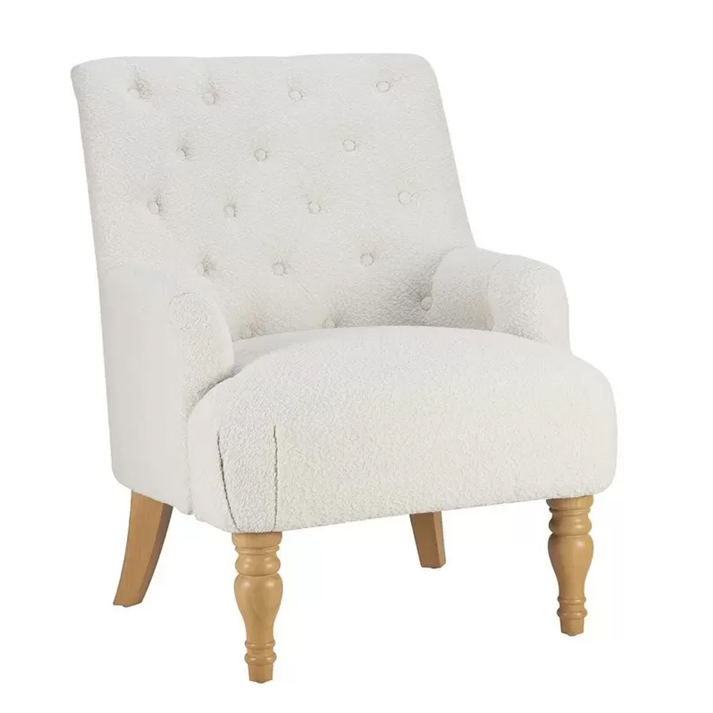 Padston Fabric Bedroom Chair With Oak Legs In White