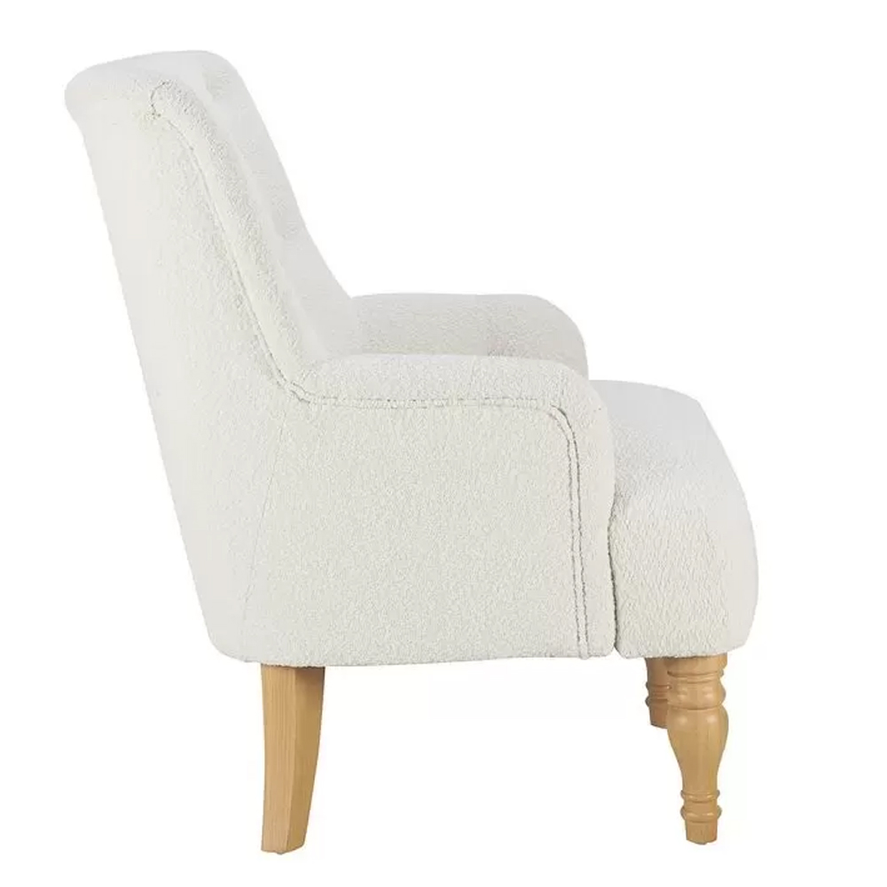 Padston Fabric Bedroom Chair With Oak Legs In White