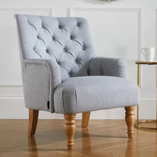 Product photograph of Padston Fabric Lounge Chaise Armchair In Grey from Furniture in Fashion