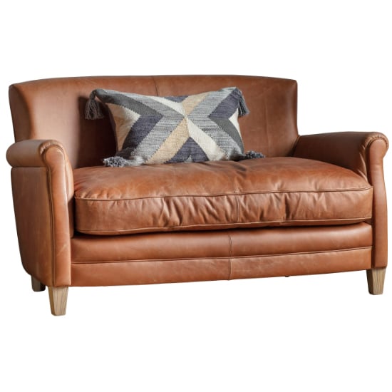 Padston Upholstered Leather 2 Seater Sofa In Vintage Brown_2