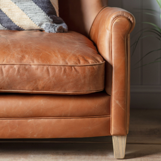 Padston Upholstered Leather 2 Seater Sofa In Vintage Brown_3