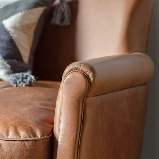 Padston Upholstered Leather 2 Seater Sofa In Vintage Brown_4