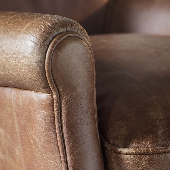 Padston Leather Armchair With Oak Legs In Vintage Brown