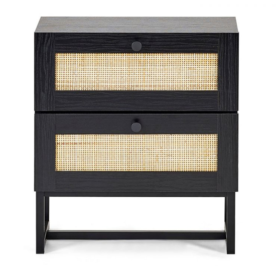 Pabla Wooden Bedside Cabinet With 2 Drawers In Black