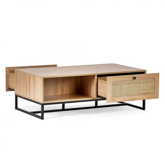 Pabla Wooden Coffee Table With 2 Drawers In Oak