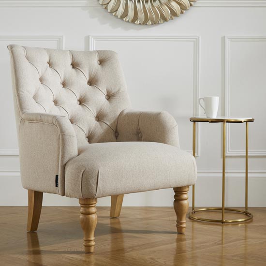 Photo of Padstow fabric lounge chaise armchair in wheat