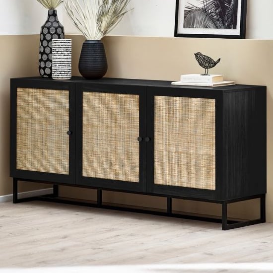 Product photograph of Pabla Wooden Sideboard With 3 Doors In Black from Furniture in Fashion