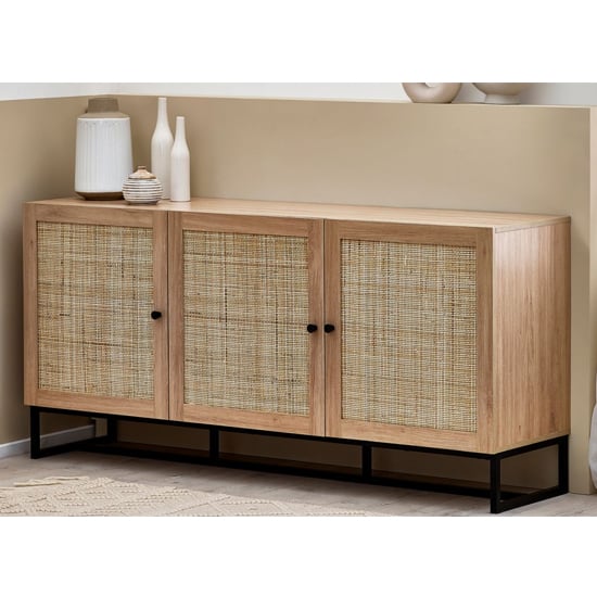 Photo of Pabla wooden sideboard with 3 doors in oak