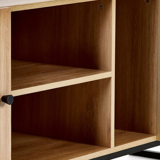 Pabla Wooden TV Stand With 2 Doors 2 Shelves In Oak