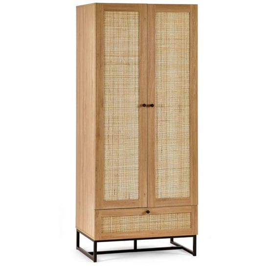 Pabla Wooden Wardrobe With 2 Doors 1 Drawer In Oak