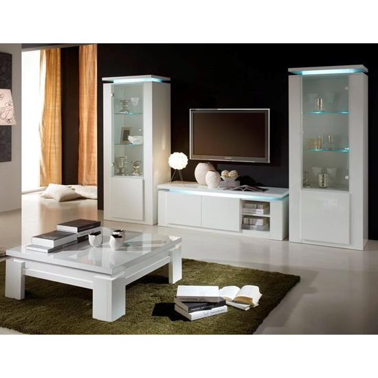 Padua LED TV Stand In White High Gloss With 2 Doors_2