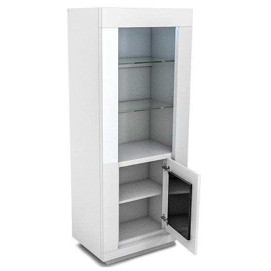 Padua Tall LED Display Cabinet In High Gloss White And Black_3
