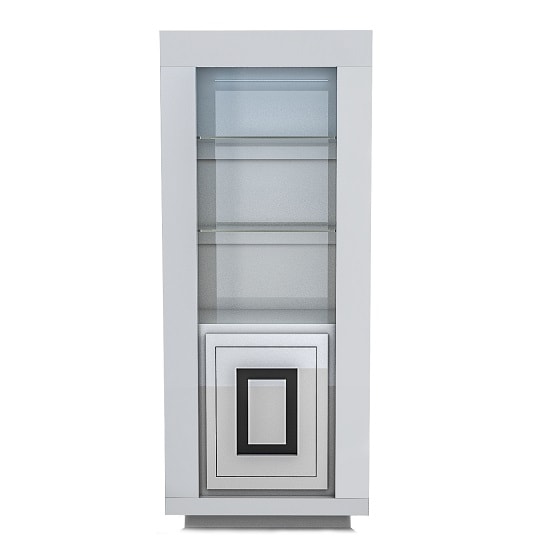 Padua Tall LED Display Cabinet In High Gloss White And Black_1