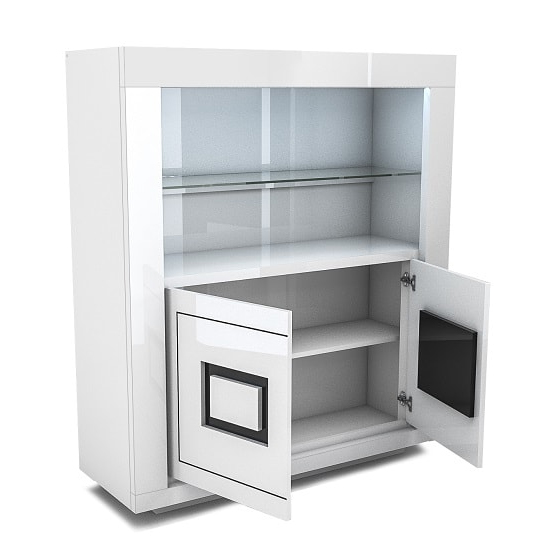 Padua Wide LED Display Cabinet In High Gloss White And Black_3