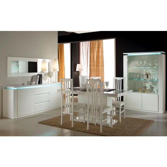 Padua Florescent Light 4 Doors Display Cabinet In White Gloss_2