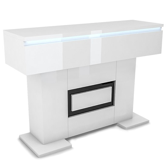 Padua Wooden LED Console Table In High Gloss White And Black