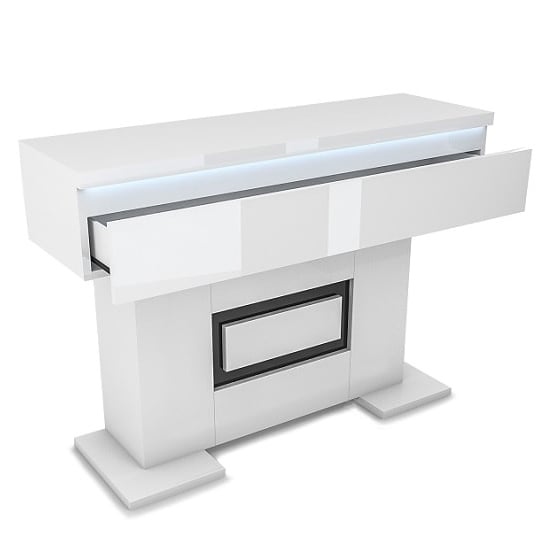 Padua Wooden LED Console Table In High Gloss White And Black