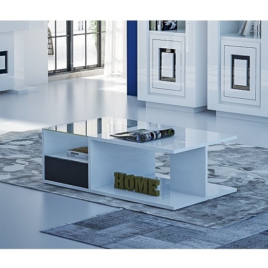 Padua Coffee Table In High Gloss White And Black With Glass