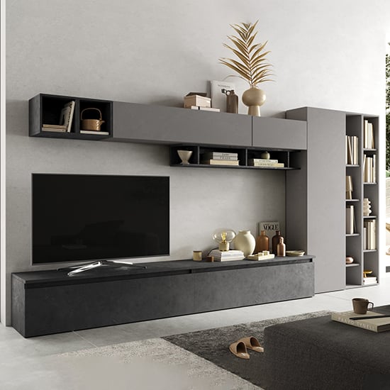 Read more about Pagan wooden entertainment unit in ardesia and piombo