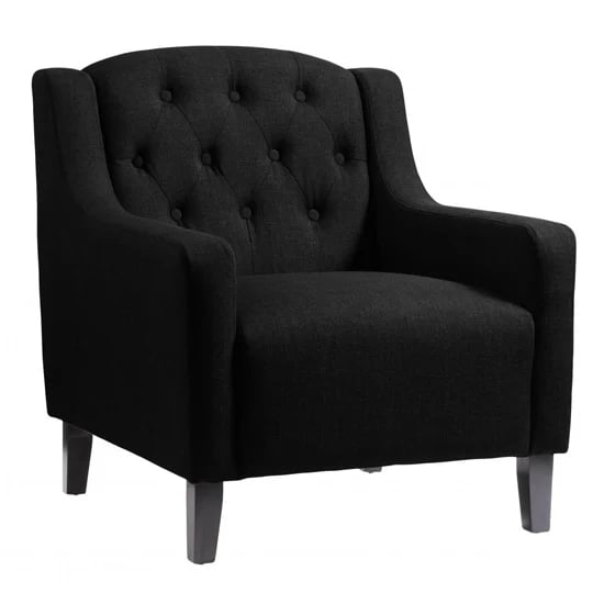 Photo of Paget fabric armchair with wooden legs in black