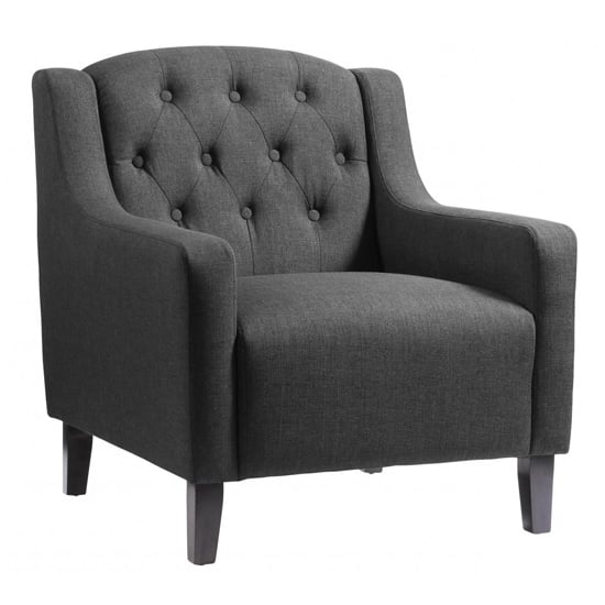Photo of Paget fabric armchair with wooden legs in grey